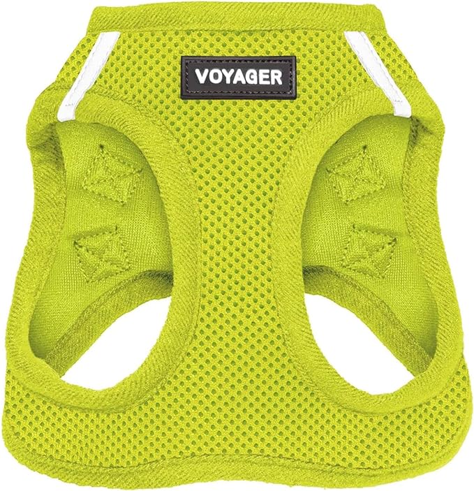 Voyager Step-in Air Dog Harness - All Weather Mesh, Reflective, No Pull Harness for Small, Medium Dogs, Cats - Secure with Hook & Loop Fastener, Buckle, Double D-Rings - Lime Green, XXXS BestPetSuppliesLLC