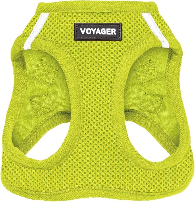 Voyager Step-in Air Dog Harness - All Weather Mesh, Reflective, No Pull Harness for Small, Medium Dogs, Cats - Secure with Hook & Loop Fastener, Buckle, Double D-Rings - Lime Green, L BestPetSuppliesLLC