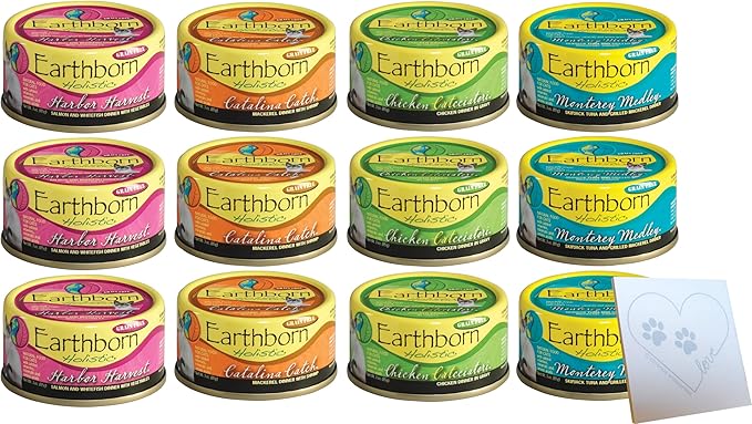 Earthborn-Holistic Cat Food Variety Pack - 4 Flavors: Catalina Catch, Harbor Harvest, Chicken Catcciatori, & Monterey Medley - PAWPICO
