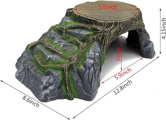 Extra Large Resin Reptile Hideouts Cave Habitat Decor for Reptiles, Amphibians, Fish Tanks and Gecko, Leopard JIHAQUA