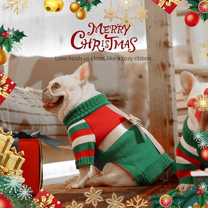 Dog Christmas Sweater for X-Large Size Dog - Puppy Gift Medium Large Warm Santa Clothes in Winter, Turtleneck Pullover Design for Boy Girl Pet, Doggies, Cat, Weiner Bulldog Beagles(XL, Xmas) - PAWPICO
