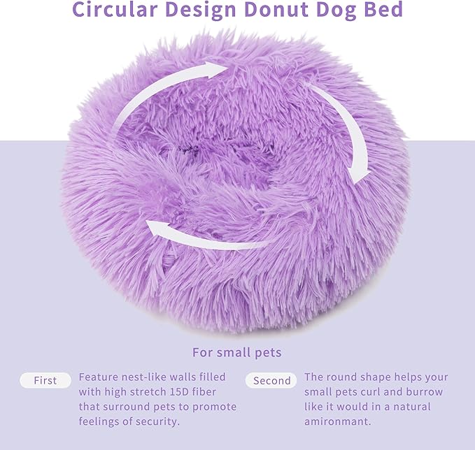 Chinchilla Bed Purple for Cage Fluffy Round Beds for Small Animals Washable Anti Slip 11.8 inch - PAWPICO