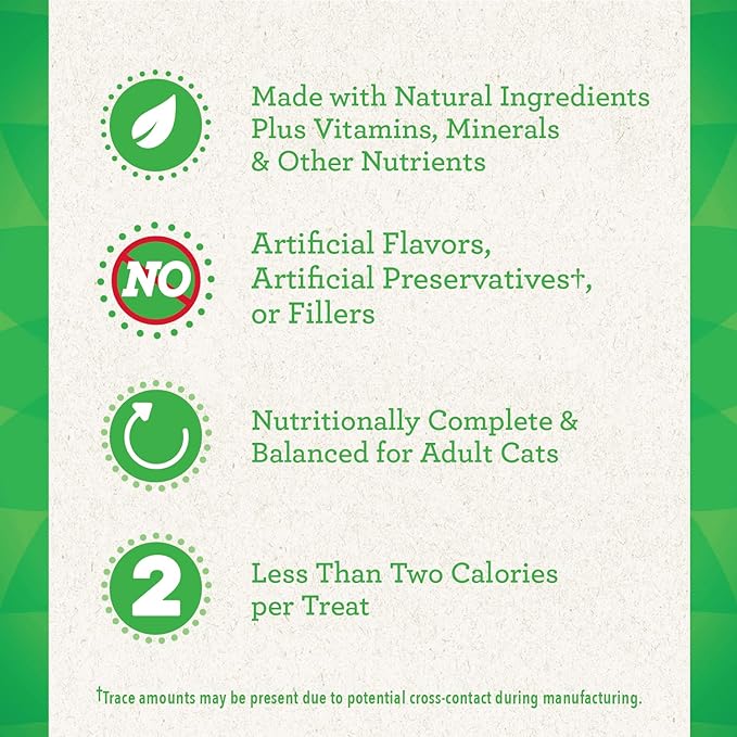 FELINE GREENIES SMARTBITES Skin & Fur Health Crunchy and Soft Natural Cat Treats, Salmon Flavor, 4.6 oz. Pack GREENIES