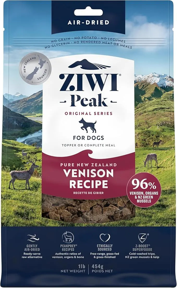 ZIWI Peak Air-Dried Dog Food – Venison - All Natural, High Protein, Grain Free, Limited Ingredient w/ Superfoods (16oz) - PAWPICO