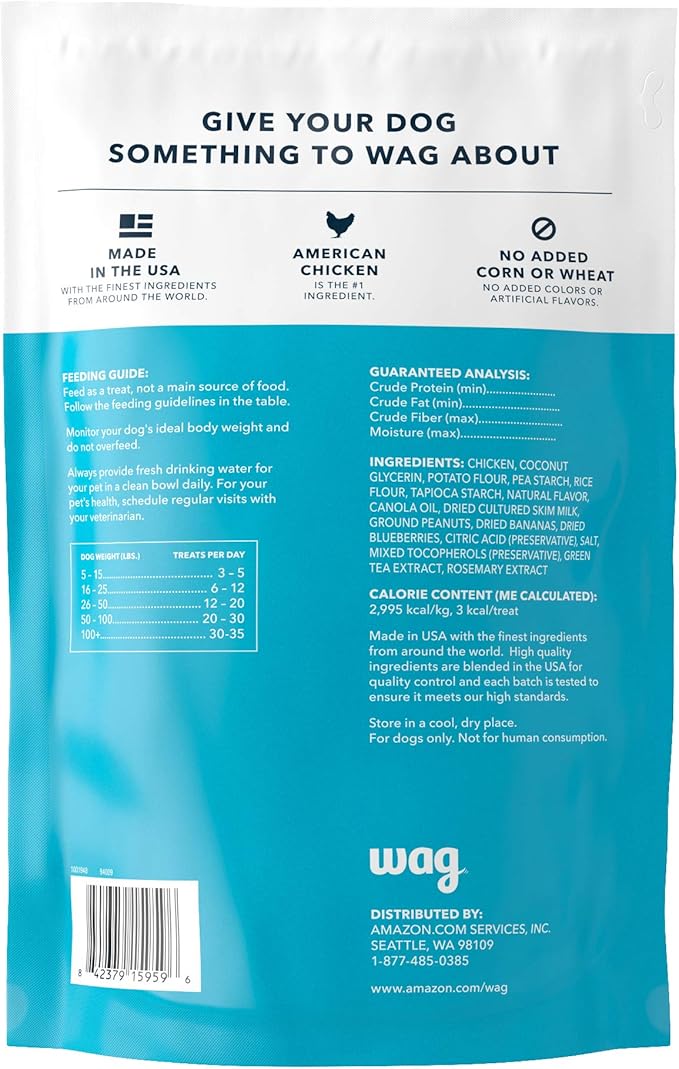 Amazon Brand - Wag Peanut Butter & Banana Flavor Training Treats for Dogs, 2 pound (pack of 1) - PAWPICO