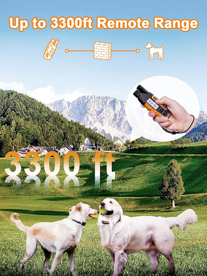 BOUSNIC Dog Shock Collar 2 Dogs (5-120Lbs) - 3300 ft Waterproof Training Collar for Dogs Large Medium Small with Rechargeable Remote, Beep (1-8) Vibration (1-16) and Humane Shock (1-99) Modes BOUSNIC