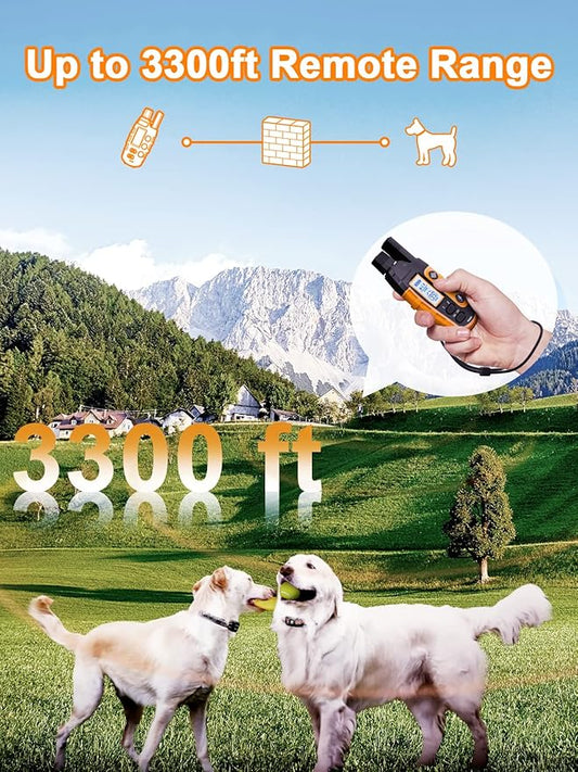 BOUSNIC Dog Shock Collar 2 Dogs (5-120Lbs) - 3300 ft Waterproof Training Collar for Dogs Large Medium Small with Rechargeable Remote, Beep (1-8) Vibration (1-16) and Humane Shock (1-99) Modes BOUSNIC