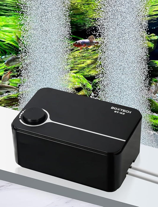 UPETTOOLS Aquarium Air Pump, Ultra Quiet Fish Tank Air Pump 5W, Adjustable Aquarium Oxygen Pump Aerator Pump, Dual Outlet Fish Air Pump for Fish Tank 10 to 180 Gallon UPETTOOLS