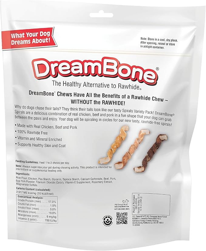 DreamBone Spirals Variety Pack, Treat Your Dog to a Chew Made with Real Meat and Vegetables - PAWPICO