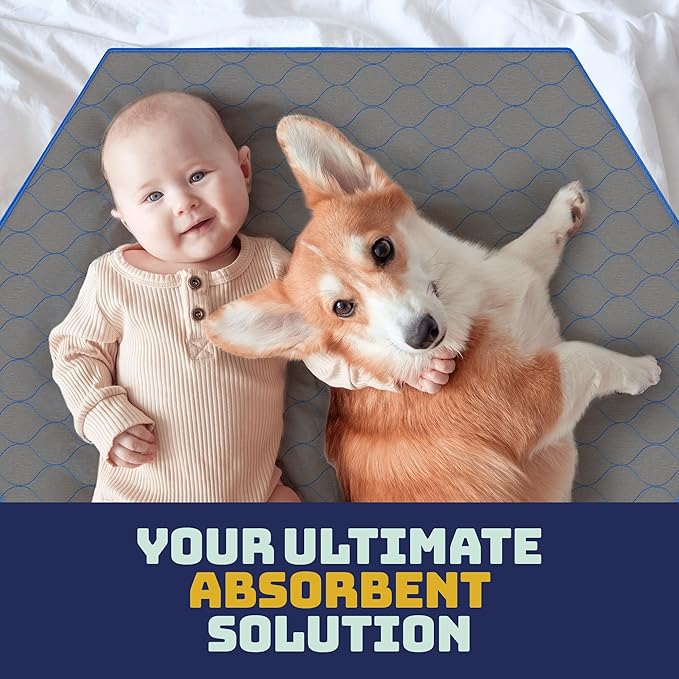 Katziela Washable Pet Pads - (2 Pack 36In x 31In Hexagon) Super Absorbent Waterproof Reusable Dog Pee Pads for Dogs, Washable Puppy Pads for Potty Training, Housebreaking Washable Pee Pads for Dogs - PAWPICO