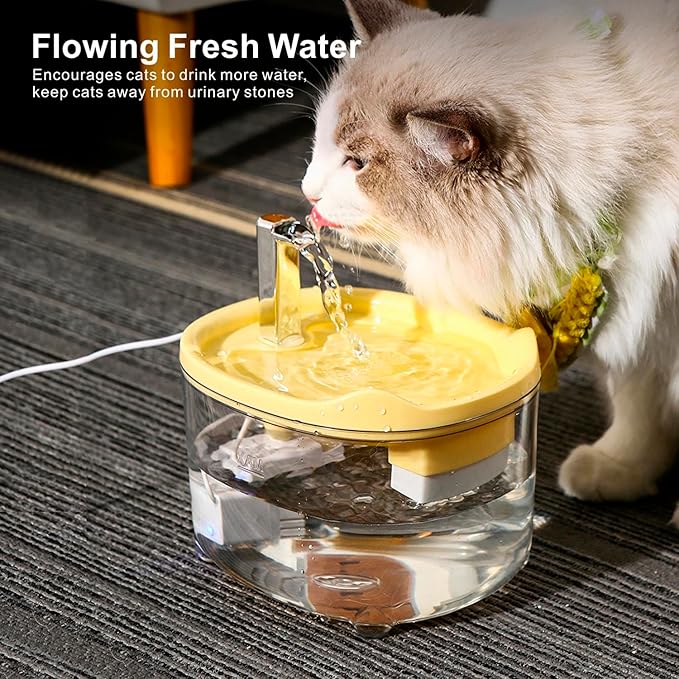 Cat Water Fountain, Premium 50oz Pet Fountain for Cats Dogs Kitten, Automatic Pet Water Dispenser with Silent Pump, Water Level Visibility - PAWPICO