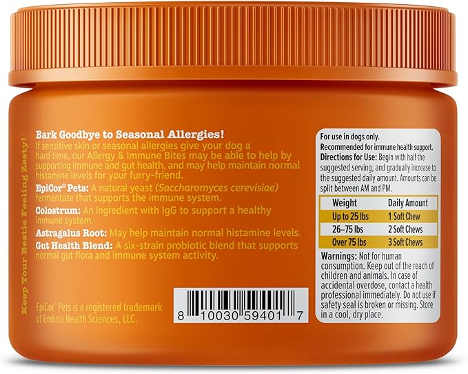 Zesty Paws Dog Allergy Relief - Dog Itching Skin Relief - Dog Probiotics for Itchy Skin and Itchy Ears - Dog Allergy Chews - Dog Itch Relief - Dog Skin Allergy Relief - Lamb - 50ct ZestyPaws