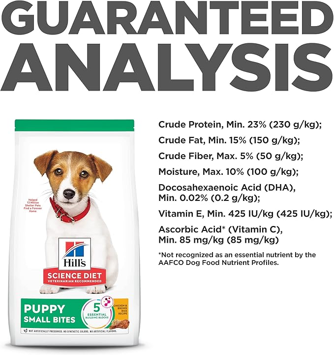 Hill's Science Diet Puppy, Puppy Premium Nutrition, Small Kibble, Dry Dog Food, Chicken & Brown Rice, 12.5 lb Bag - PAWPICO