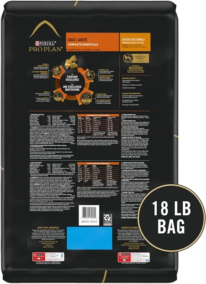 Purina Pro Plan High Protein Dog Food With Probiotics for Dogs, Shredded Blend Chicken & Rice Formula - 18 lb. Bag - PAWPICO