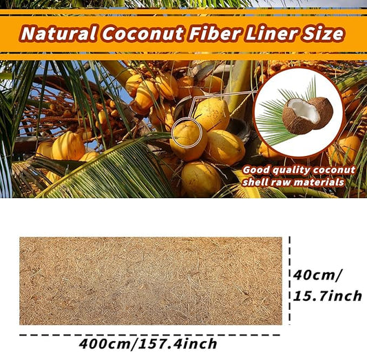 Hamiledyi Reptile Carpet Coconut Fiber Substrate Coco Liner Roll 157x15.7in Lizard Cage Mat Natural Coco Fiber Bedding for Bearded Dragon,Turtles,Iguana,Tortoise Pad Garden Decoration Hamiledyi