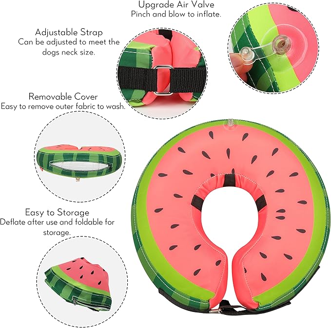 Dog Cone Collar for Small Medium Large Dogs for After Surgery, Pet Inflatable Neck Donut Collar Soft Protective Recovery Cone for Dogs and Cats - Alternative E Collar Does not Block Vision - Red,XL MIDOG