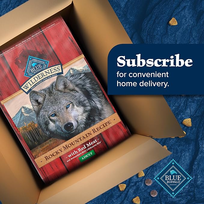 Blue Buffalo Wilderness Rocky Mountain Recipe High-Protein Adult Dry Dog Food, Made in the USA with Natural Ingredients Plus Wholesome Grains, Red Meat, 28-lb. Bag - PAWPICO