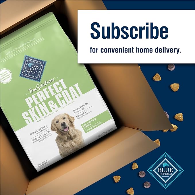 Blue Buffalo True Solutions Perfect Skin & Coat Natural Dry Food for Adult Dogs, Salmon, 24-lb. Bag - PAWPICO