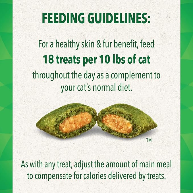 FELINE GREENIES SMARTBITES Skin & Fur Health Crunchy and Soft Natural Cat Treats, Salmon Flavor, 4.6 oz. Pack GREENIES