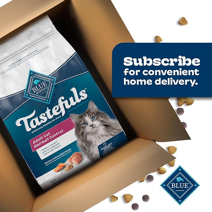 Blue Buffalo Tastefuls Adult Hairball Care Dry Cat Food, Made in the USA with Natural Ingredients, Chicken & Brown Rice Recipe, 3-lb. Bag - PAWPICO