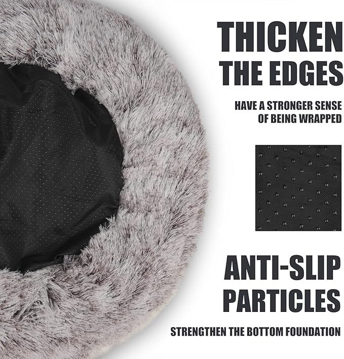 ShinHye Cat Bed Round Plush Fluffy Hooded Cat Bed Cave, Cozy for Indoor Cats or Small Dog beds, Soothing Pet Beds Doughnut Calm Anti-nxiety Dog Bed - Waterproof Bottom Washable (26×26inch, Coffee) - PAWPICO