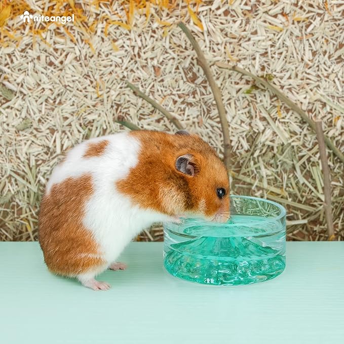 Niteangel Hamster Feeding & Water Bowls- Mount Fuji Series Glass Drinking Bowls for Dwarf Syrian Hamsters Gerbils Mice Rats or Other Similar-Sized Small Pets Niteangel