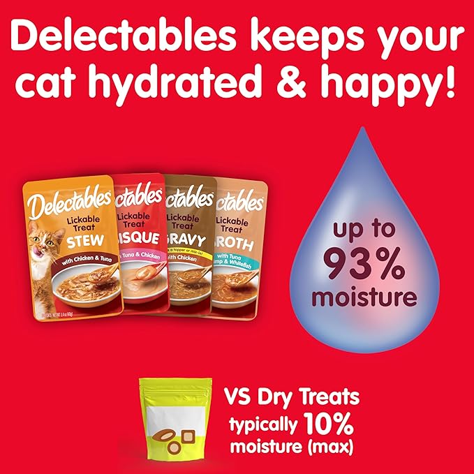 Delectables Bisque Lickable Wet Cat Treats - Tuna & Chicken, 1.4 oz (Pack of 12) Hartz