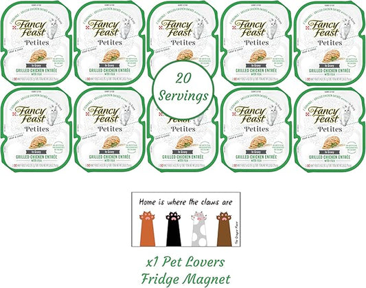 Fancy Feast Gourmet Grain-Free Meals Wet Cat Food Pate and Gravy Petites 10 Twin Pack Trays, 20 Servings (Grilled Chicken in Gravy) - PAWPICO