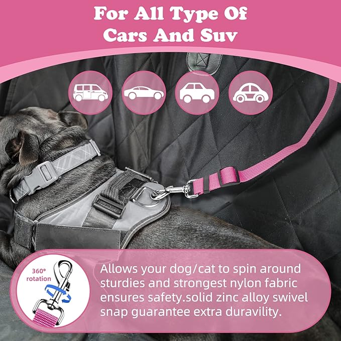 BWOGUE 2 Packs Dog Cat Safety Seat Belt Strap Car Headrest Restraint Adjustable Nylon Fabric Dog Restraints Vehicle Seatbelts Harness BWOGUEPetHome