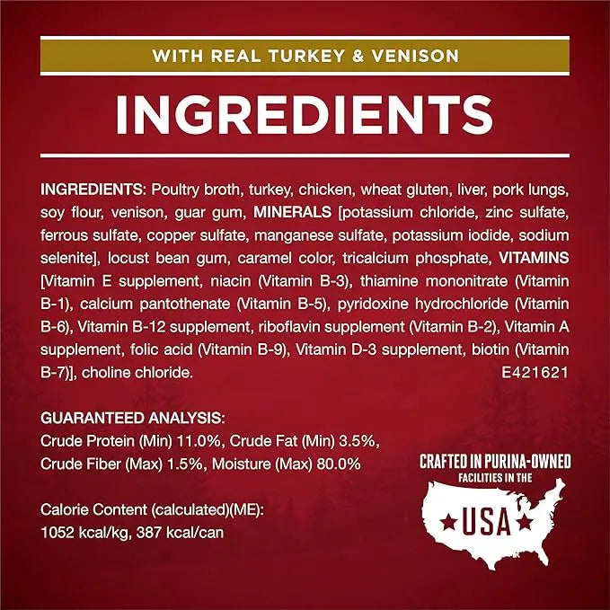 Purina ONE True Instinct Tender Cuts in Gravy With Real Turkey and Venison, and With Real Chicken and Duck High Protein Wet Dog Food Variety Pack - (Pack of 12) 13 oz. Cans - PAWPICO