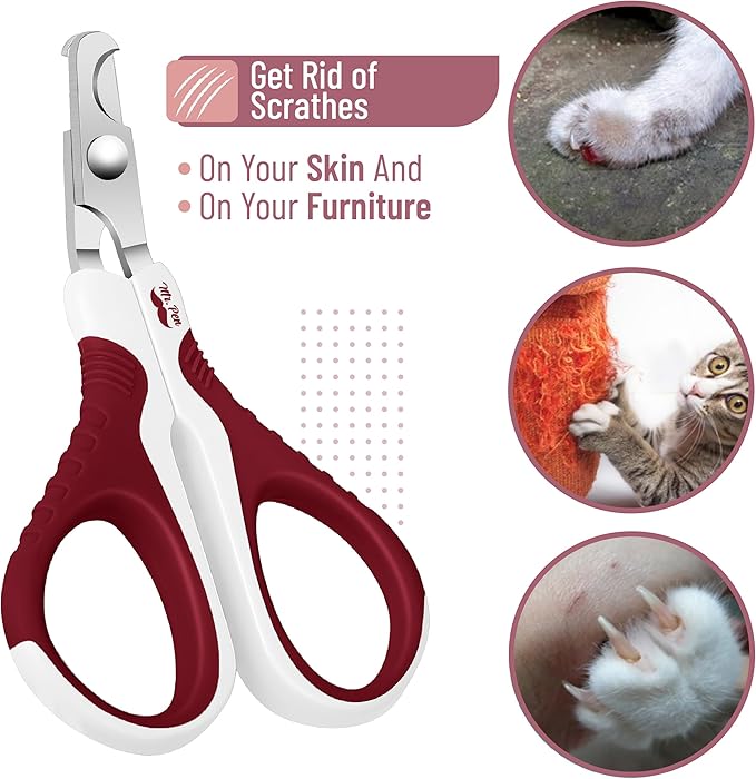 Mr. Pen- Cat Nail Clipper, Wine & White Cat Nail Trimmer, Cat Nail Clippers, Cat Claw Clippers, Cat Clippers for Nails, Pet Nail Clippers, Kitten Nail Clipper, Small Dog Nail Clipper Cat Claw Trimmer - PAWPICO