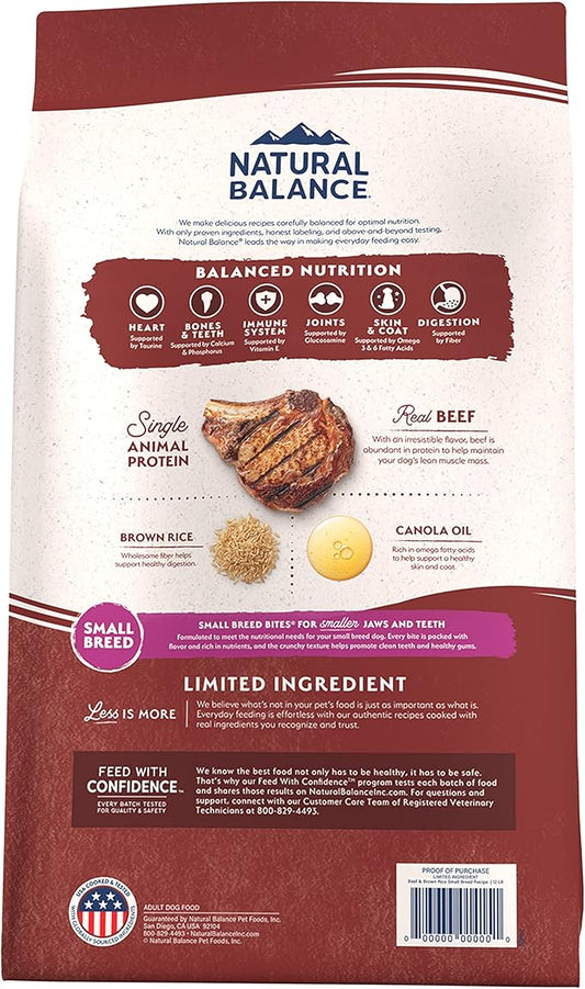 Natural Balance Limited Ingredient Small-Breed Adult Dry Dog Food with Healthy Grains, Beef & Brown Rice, 12 Pound (Pack of 1) - PAWPICO