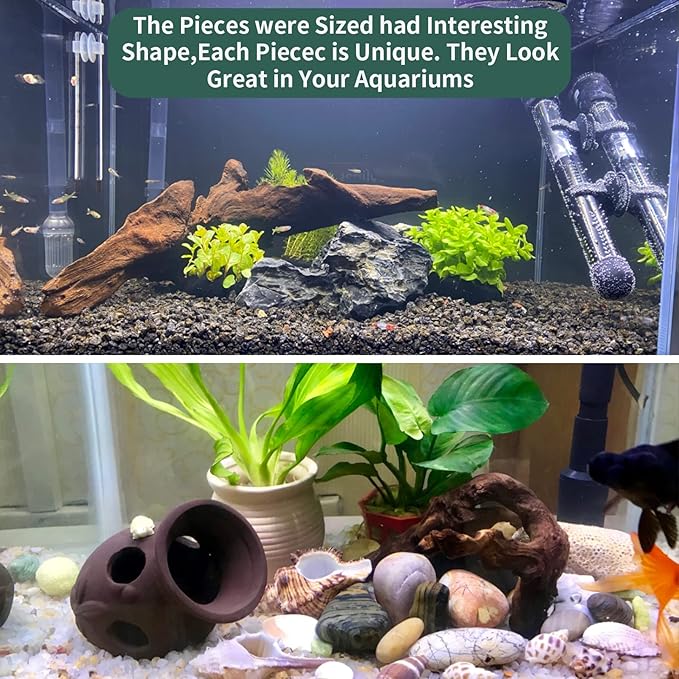 5 Pcs Driftwood Branches Aquarium Wood Decoration Natural Fish Tank Habitat Decor Wood for Lizard Assorted Size-Small Hamiledyi