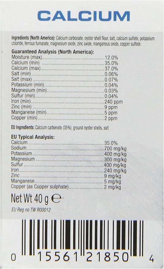 Exo Terra Calcium Powder: Ultra Fine, High Calcium Formula Supports Bone Health, Growth, and Metabolism. Perfect for Insects, Fruits & Veggies 1.4 oz. ExoTerra