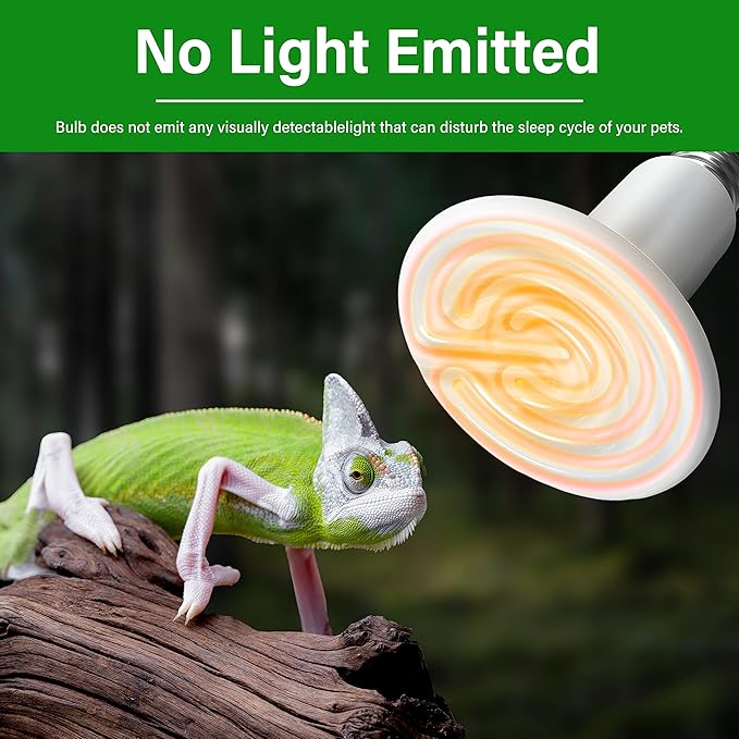HealSmart Reptile Heat Lamp 150W Ceramic Heat Emitter, No Light Emitting Heat Bulbs for Amphibian Pet Brooder Coop Incubating Chicken, Lizard Bearded Dragon Turtle Snake Terrarium White HealSmart