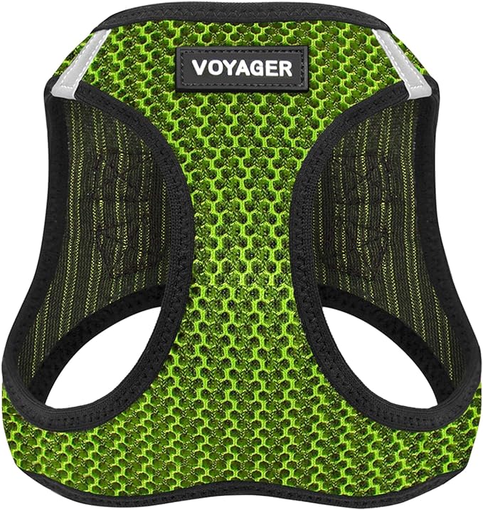 Voyager Step-in Air Dog Harness - All Weather Mesh, Reflective, No Pull Harness for Small, Medium Dogs, Cats - Secure with Hook & Loop Fastener, Buckle, Double D-Rings - Lime Green 2-Tone, S BestPetSuppliesLLC