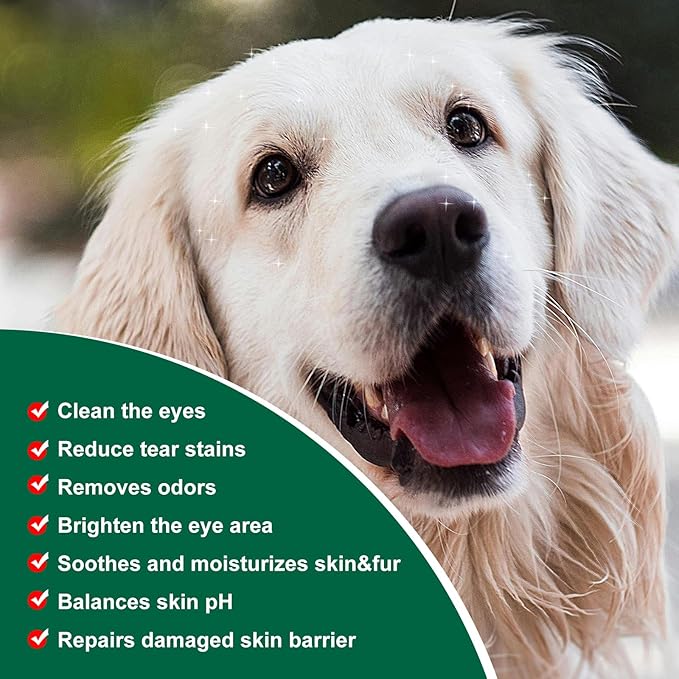 OPULA 170pcs Dog Eye Wipes, 3.15“/8CM Dog Tear Stain Remover Wipes, Pet Eye Wipes for Dogs and Cats, Remove Crust DischargeMucus Secretions, Dog Eye Wash Pads for White Dogs, Clean and Moisturize perfectgiftforvinylrecordscollector