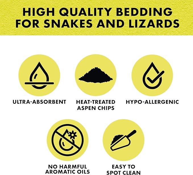 Zilla Snake and Lizard Litter Substrate, Made with Aspen Chips, Ultra Absorbent Bedding, Easy to Clean, 4 Quarts Zilla