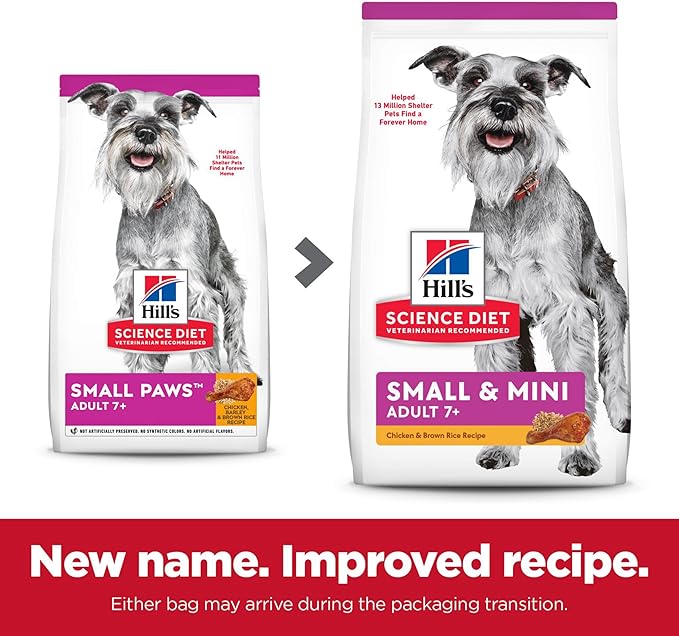 Hill's Science Diet Small & Mini, Senior Adult 7+, Small & Mini Breeds Senior Premium Nutrition, Dry Dog Food, Chicken, Brown Rice, & Barley, 4.5 lb Bag - PAWPICO