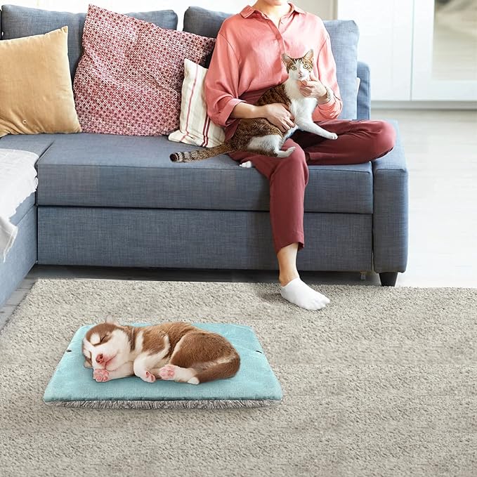 Cat Bed Small Dog Bed, Self Warming Cat Beds Self Heating Cat Dog Mat, Extra Warm Thermal Pet Pad for Indoor Outdoor Pets, Calming Dog Crate Bed Pet Cushion, 23.6x19.7inch - PAWPICO