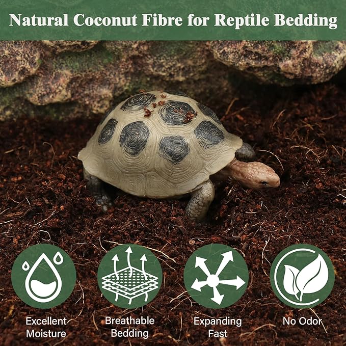 AQUA KT Reptile Natural Coconut Fiber Substrate Bedding Coco Coir Brick for Lizard Hermit Crab Snake Frog Spider Gecko Terrarium Bedding AQUAKT