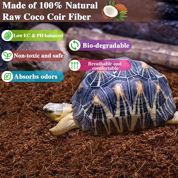 ZeeDix 2Pcs Compressed Coconut Fiber Substrate, 100% Organic Coco Coir Fiber Brick Substrate Fluffy Bearded Dragon Tortoise Snake Terrarium Substrate Loose Natural Husk Terrarium Bedding for Reptiles ZeeDix