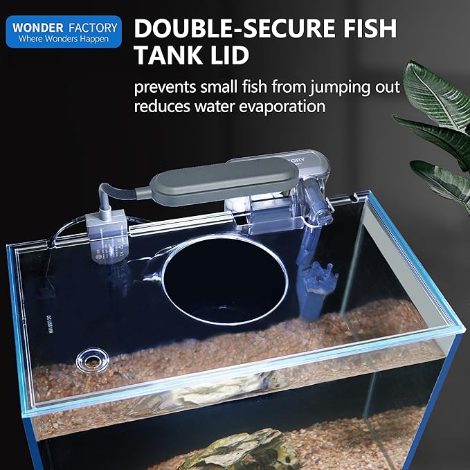 3 Gallon Aquarium Betta Fish Tank Starter Kit, Including Heater Self Cleaning Filter Light Rocks Gravel Cleaning Tool Set, HD Float Glass Small Fish Bowl Christmas Birthday Gift Present WONDERFACTORY
