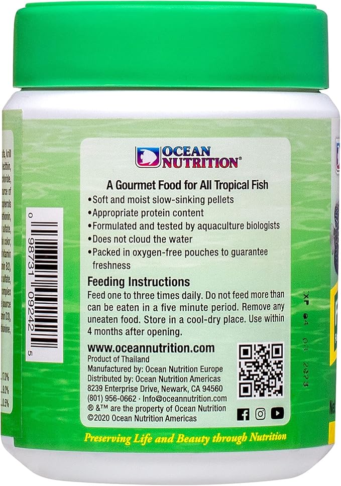 Ocean Nutrition Formula Two Pellets - Fish Food for Herbivorous & Omnivorous Marine Tropical Fish, High Protein(40%) - 7 oz (200 g) Small Pellets OceanNutrition