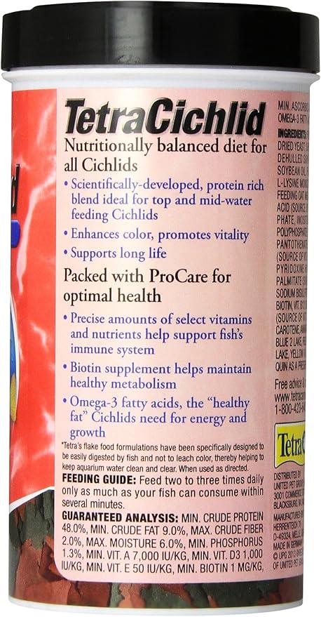 TetraCichlid Cichlid Flakes 2.82 oz, Fish Food, Clear Water Advanced Form Tetra