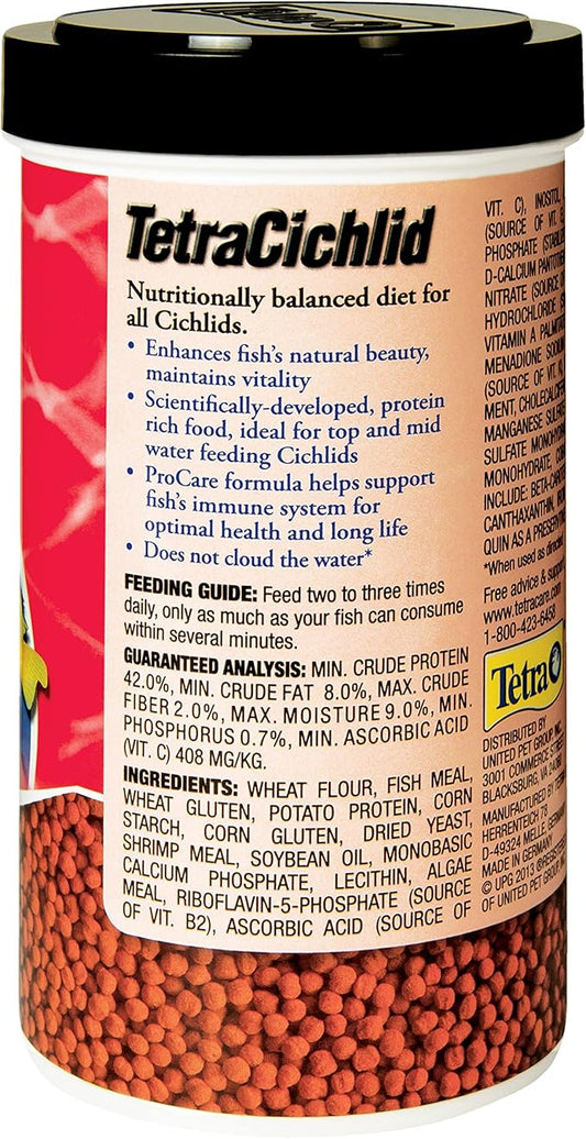 TetraCichlid fish Floating Cichlid Pellets 6 Ounces, Nutritionally Balanced Diet (77063) Tetra