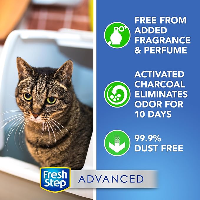 Fresh Step Advanced Simply Unscented Clumping Litter, Fresh Step Unscented Cat Litter Fights Odor on Contact, 18.5 lb. Box - PAWPICO
