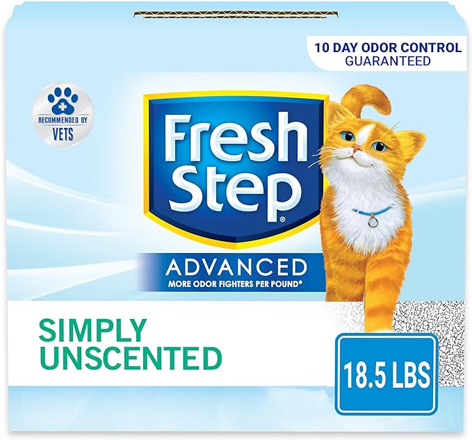 Fresh Step Advanced Simply Unscented Clumping Litter, Fresh Step Unscented Cat Litter Fights Odor on Contact, 18.5 lb. Box - PAWPICO