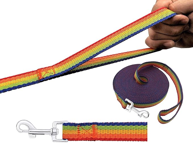 15ft 20ft 30ft 40ft 50ft Long Dog/Puppy Lead Obedience Recall Training Dog Leashes for Small Medium Dogs Camping, Training, Play, or Backyard (20 FT, Rainbow) PETGOGO