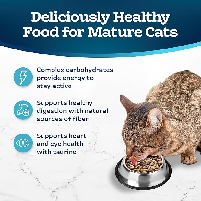 Blue Buffalo Tastefuls Mature Dry Cat Food for Adult Cats 7+, Made in the USA with Natural Ingredients, Chicken & Brown Rice Recipe, 3-lb. Bag - PAWPICO